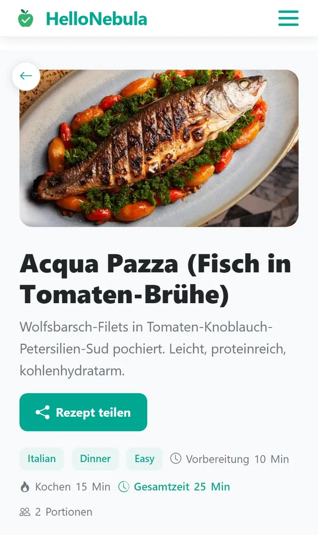 Ein gesundes Rezept mit Foto, Nährwerten und Makros
