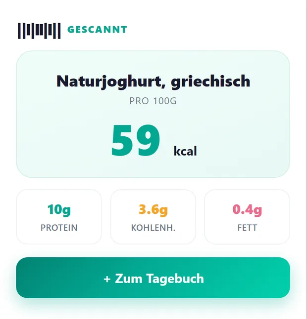 Scannen eines Lebensmittel-Barcodes, um Kalorien und Makros zu sehen
