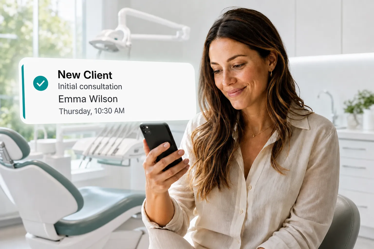A health professional getting a new client booking notification through Vitena