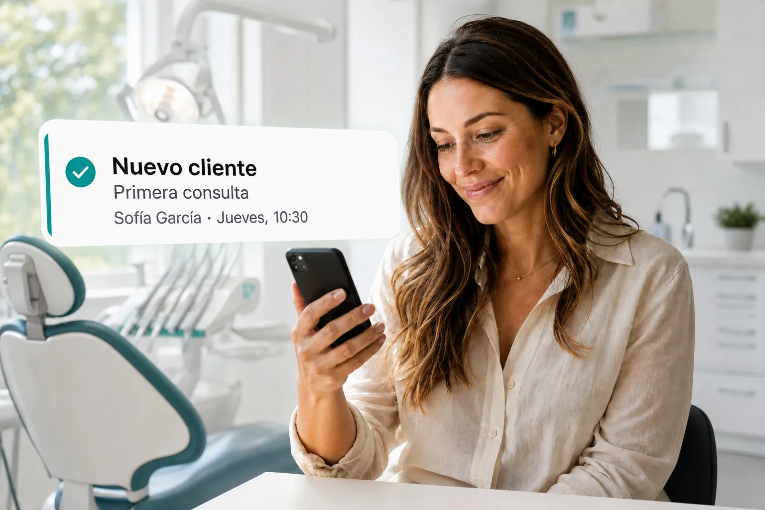 A health professional getting a new client booking notification through Vitena