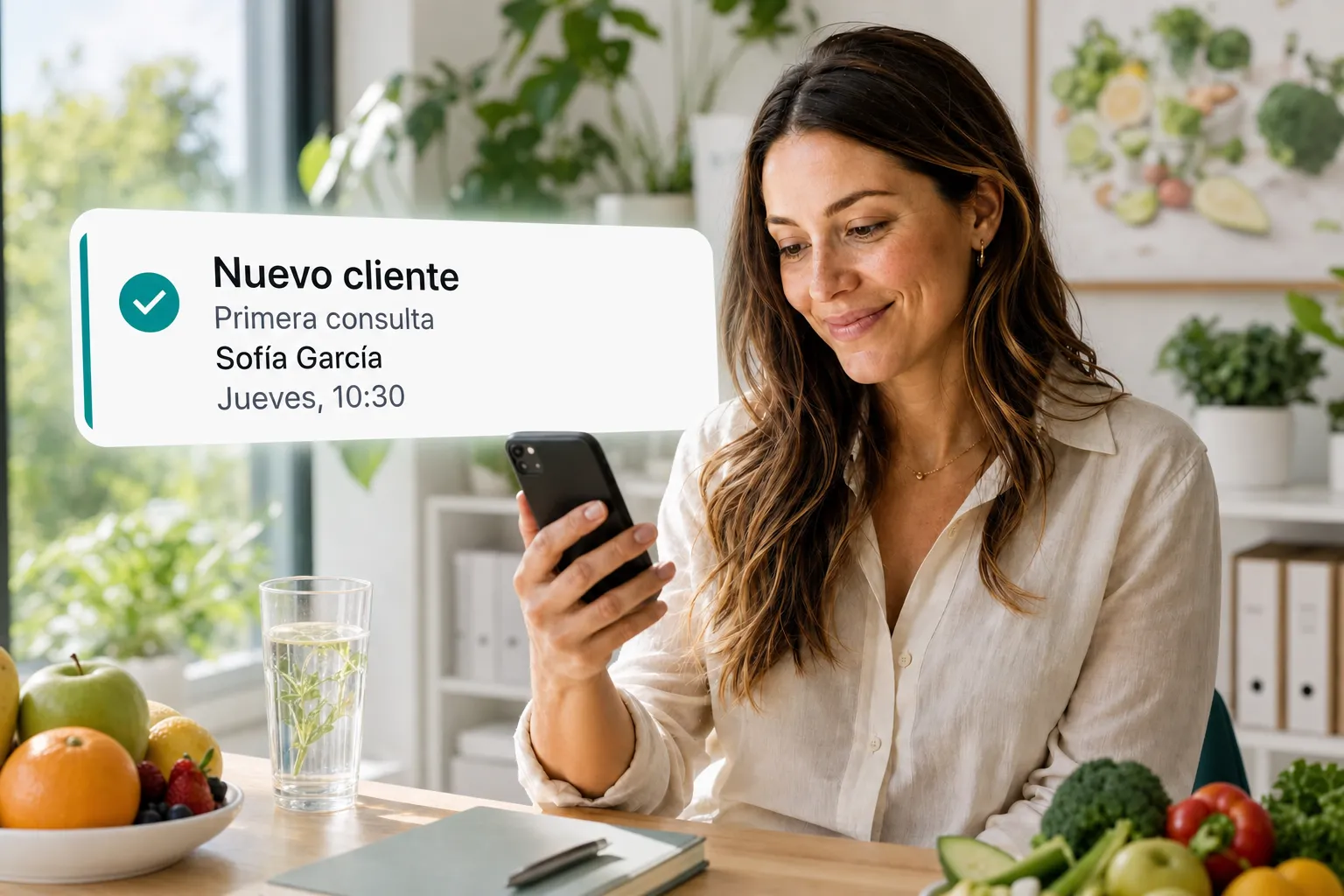 A health professional getting a new client booking notification through Vitena