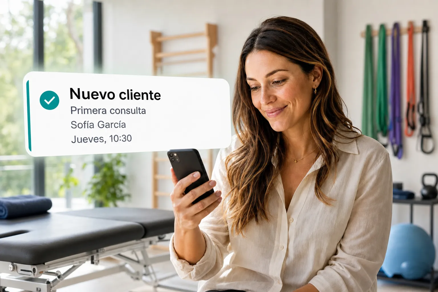 A health professional getting a new client booking notification through Vitena