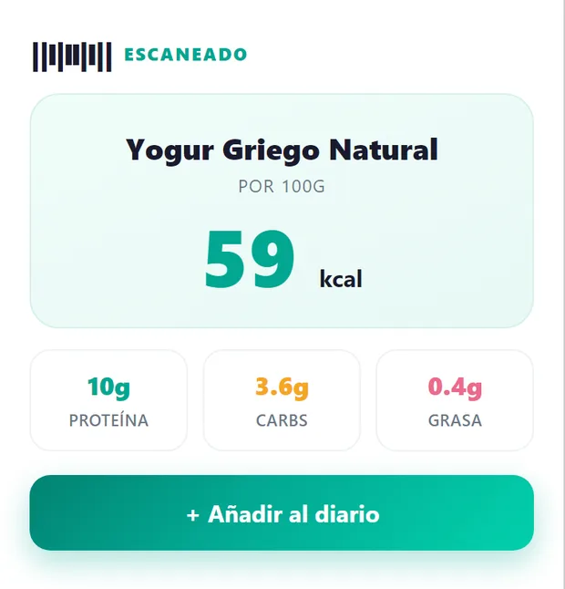 Escaneando el código de barras de un alimento para ver sus calorías y macros