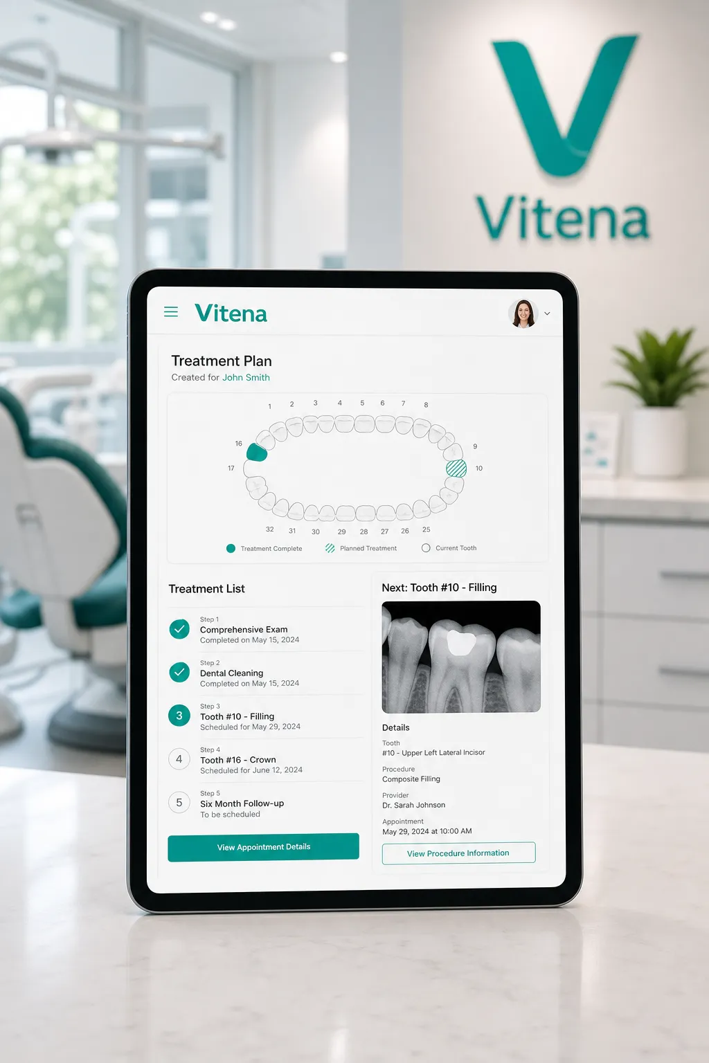 Tandheelkundig behandelplan en patiëntdossier in Vitena