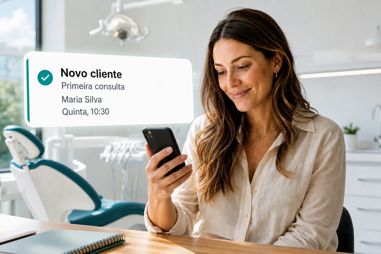 A health professional getting a new client booking notification through Vitena