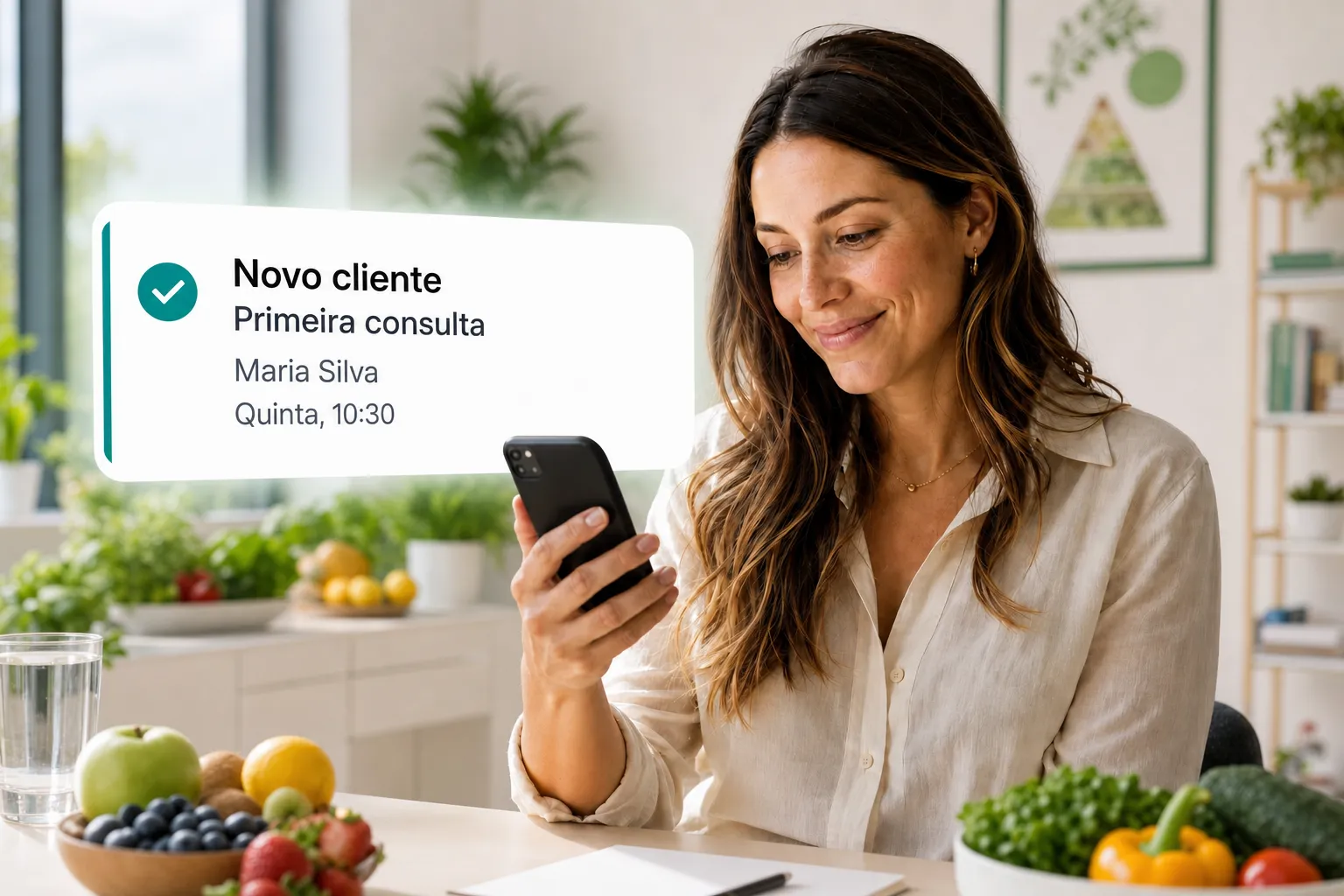 A health professional getting a new client booking notification through Vitena