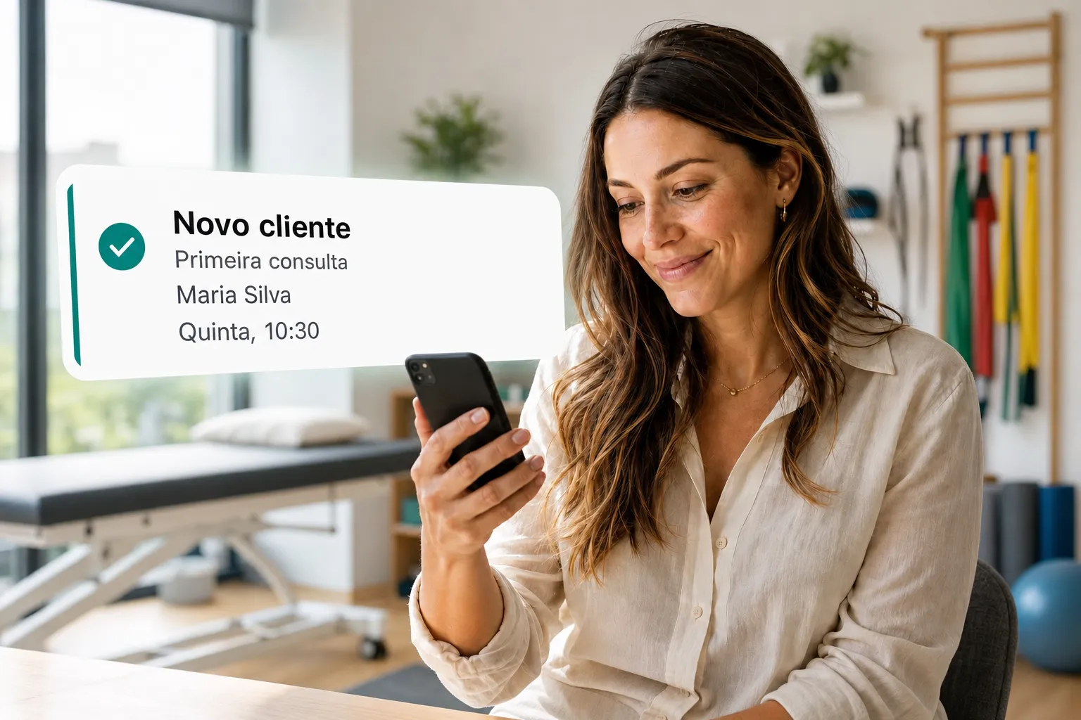 A health professional getting a new client booking notification through Vitena