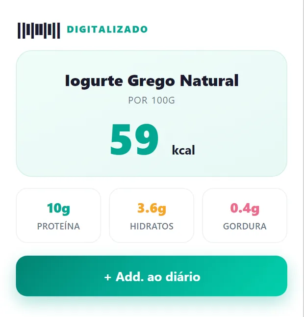 A digitalizar o código de barras de um alimento para ver calorias e macros