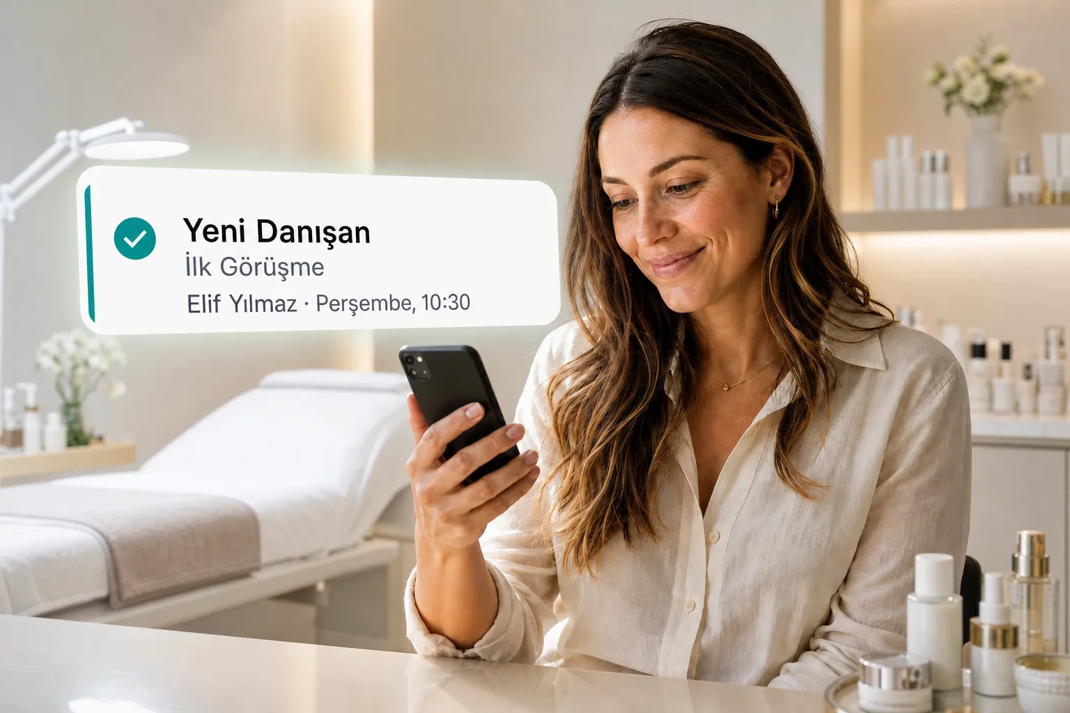 A health professional getting a new client booking notification through Vitena