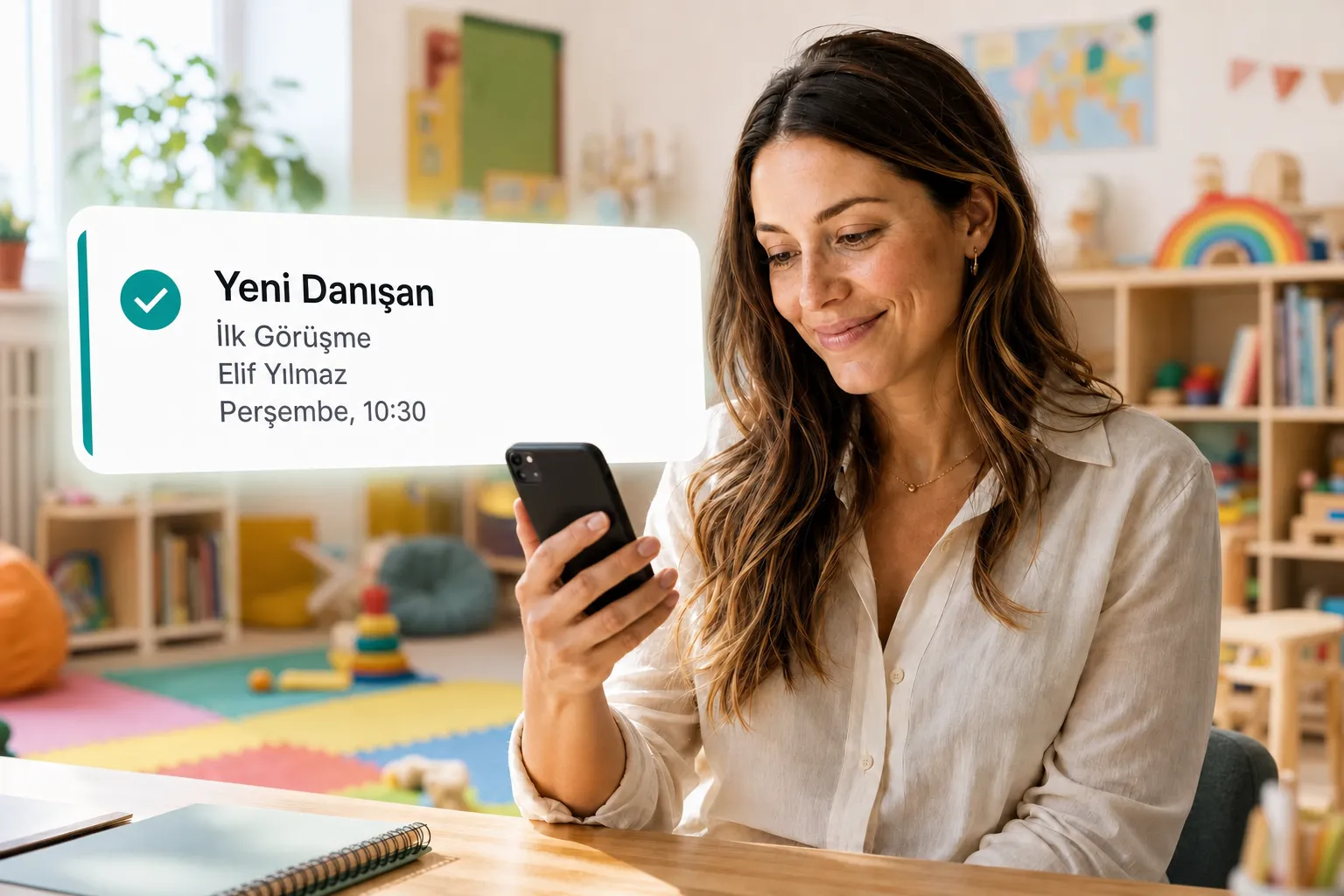 A health professional getting a new client booking notification through Vitena