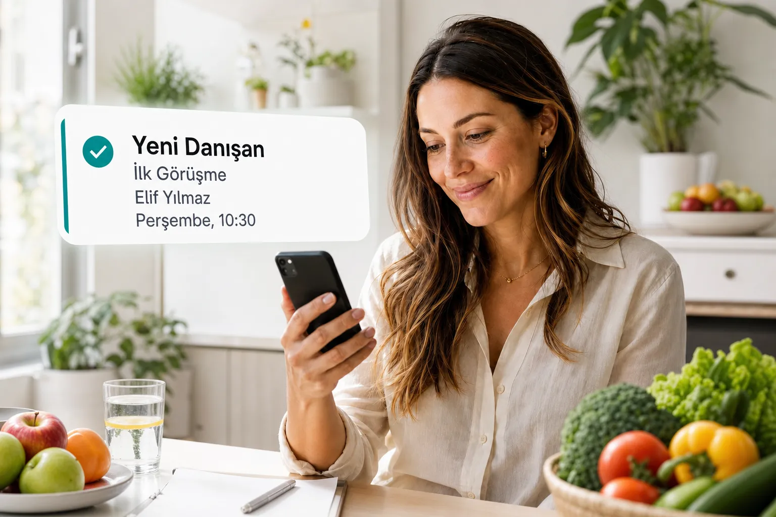 A health professional getting a new client booking notification through Vitena