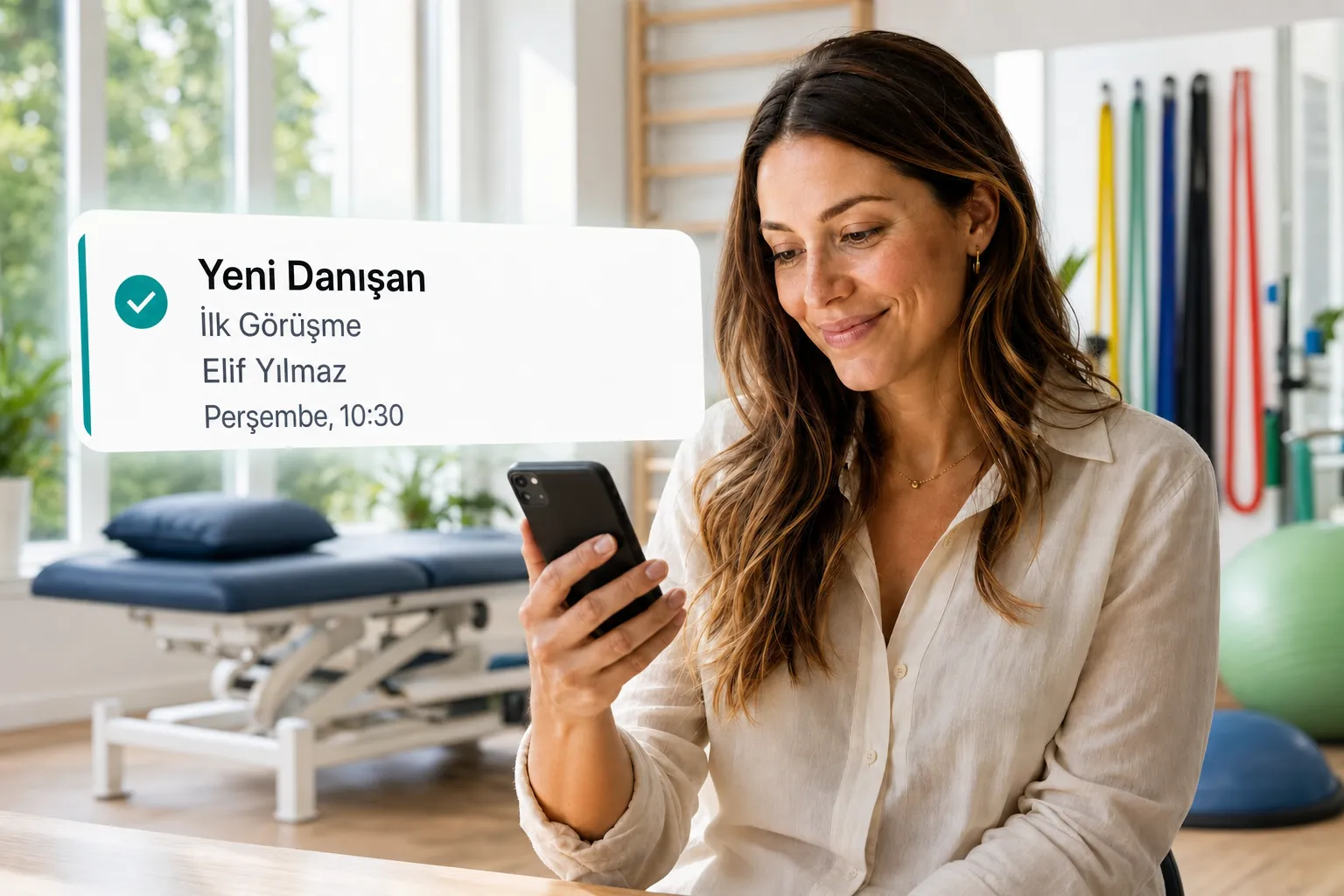 A health professional getting a new client booking notification through Vitena