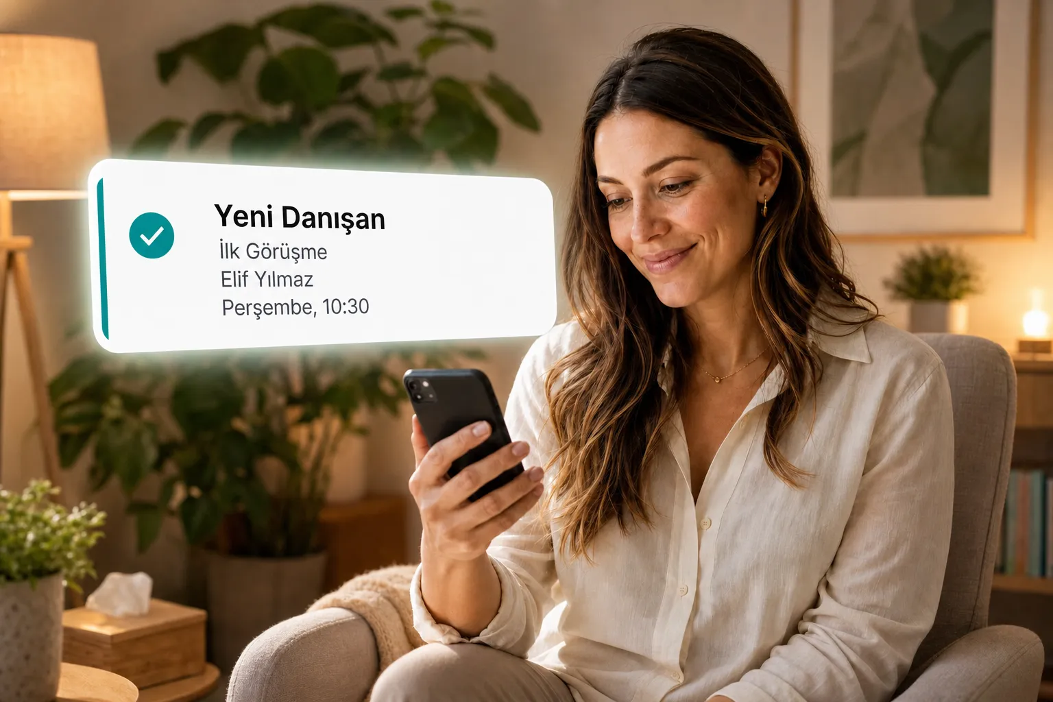 A health professional getting a new client booking notification through Vitena