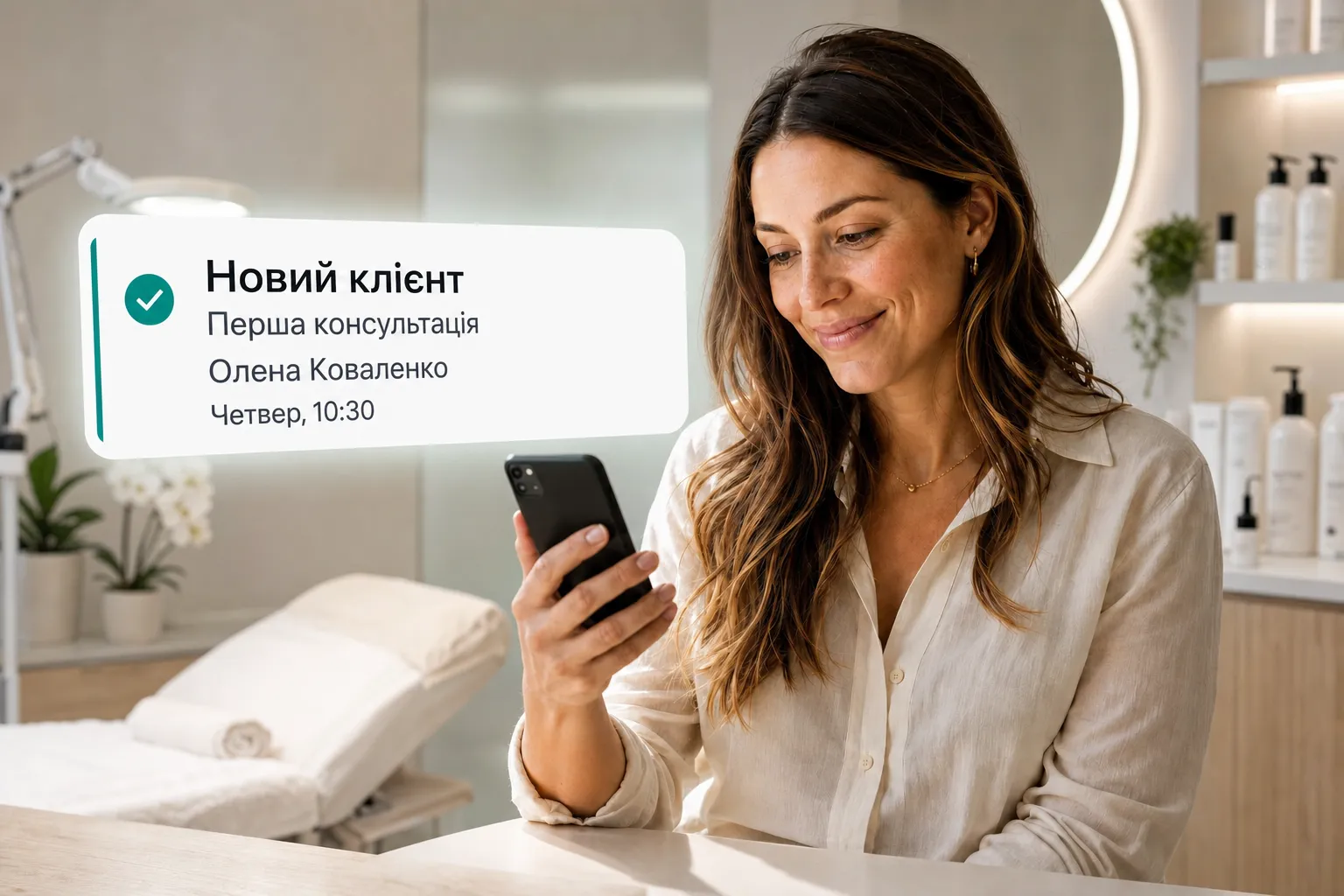 A health professional getting a new client booking notification through Vitena