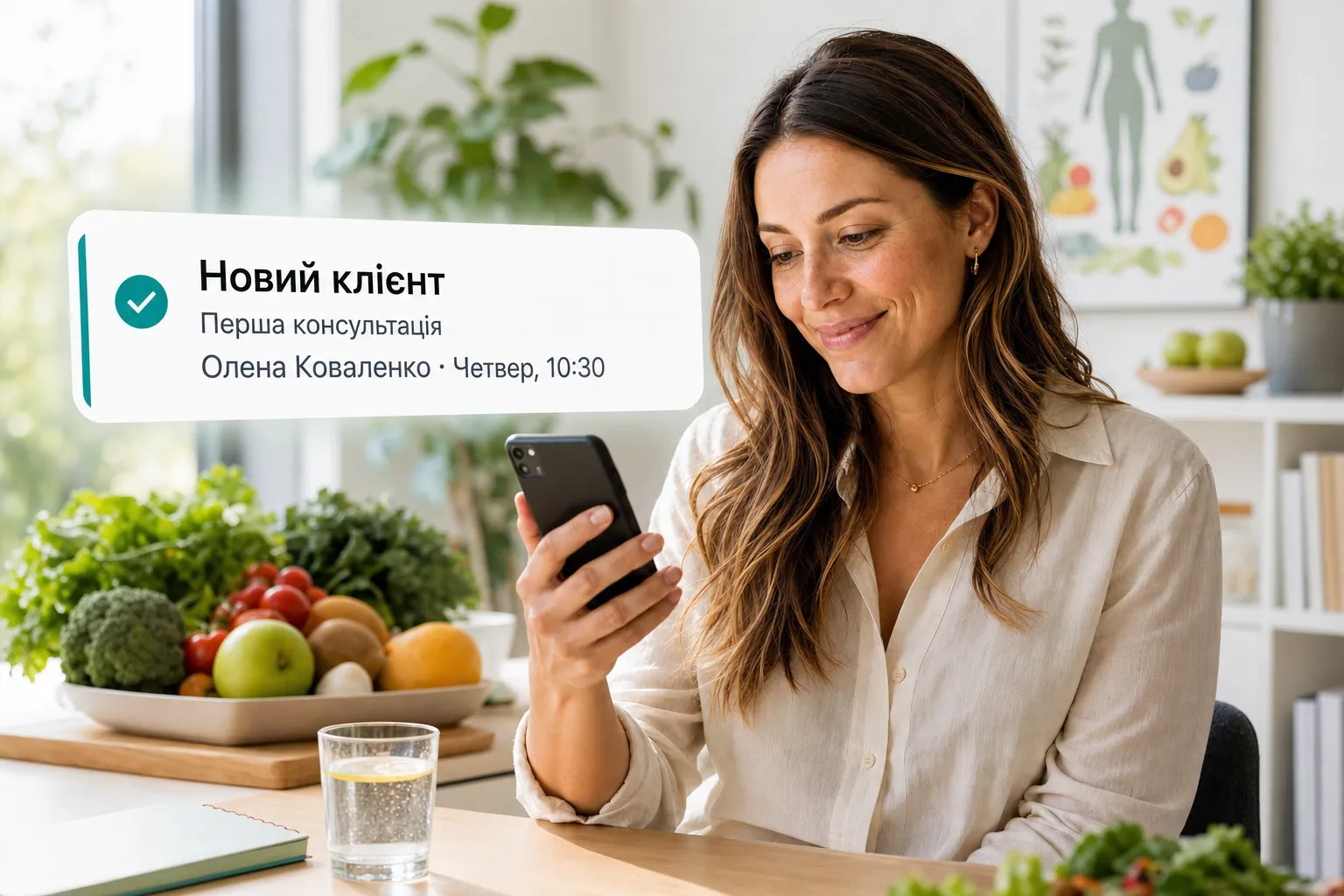 A health professional getting a new client booking notification through Vitena
