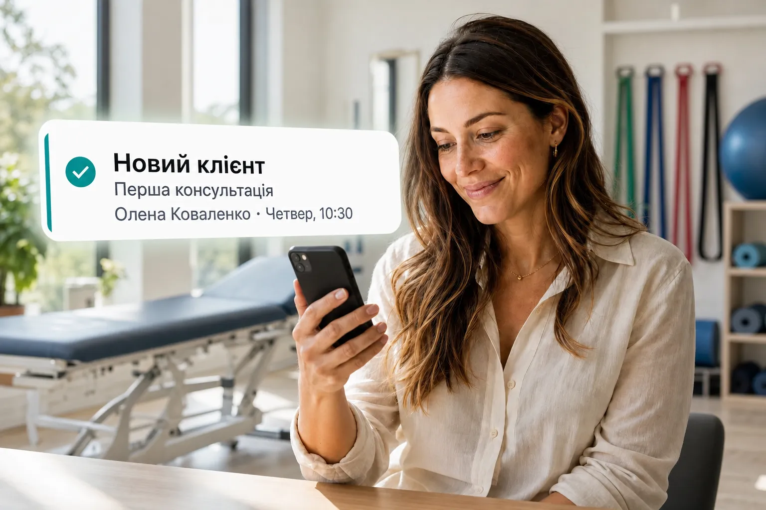 A health professional getting a new client booking notification through Vitena